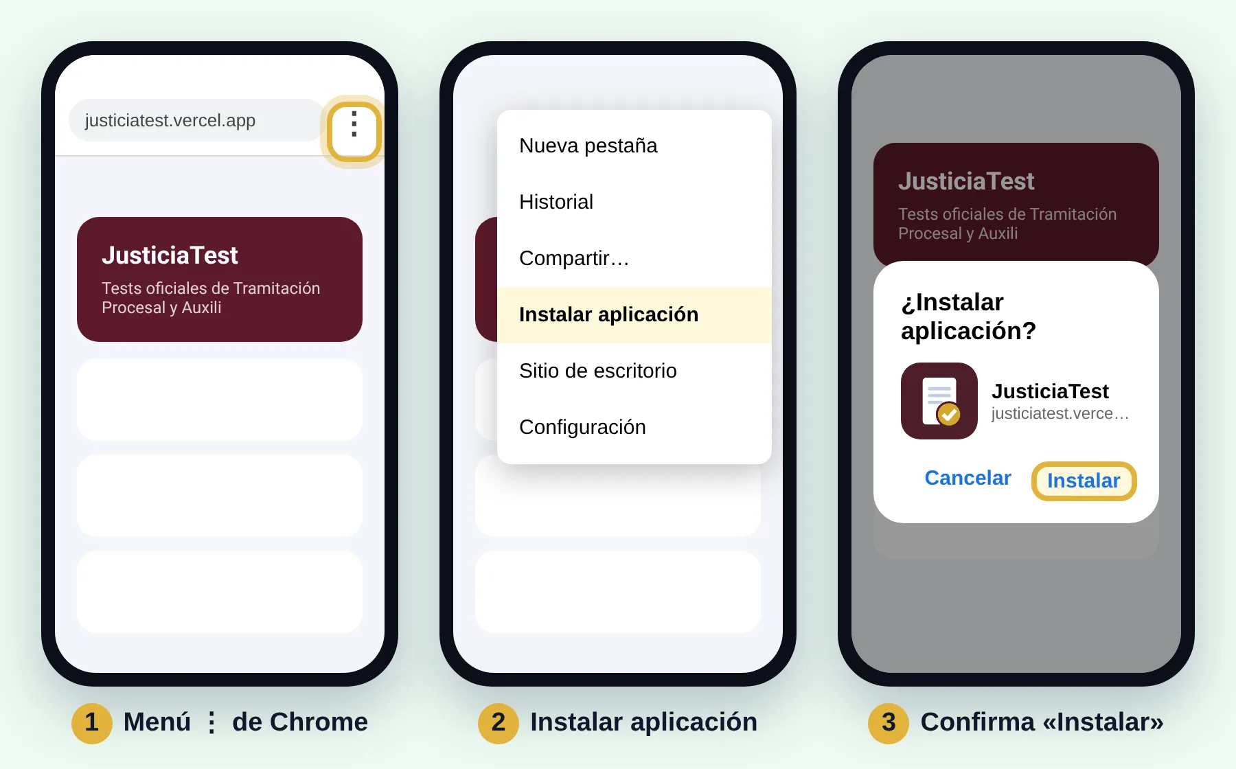 Chrome, menú, Instalar aplicación