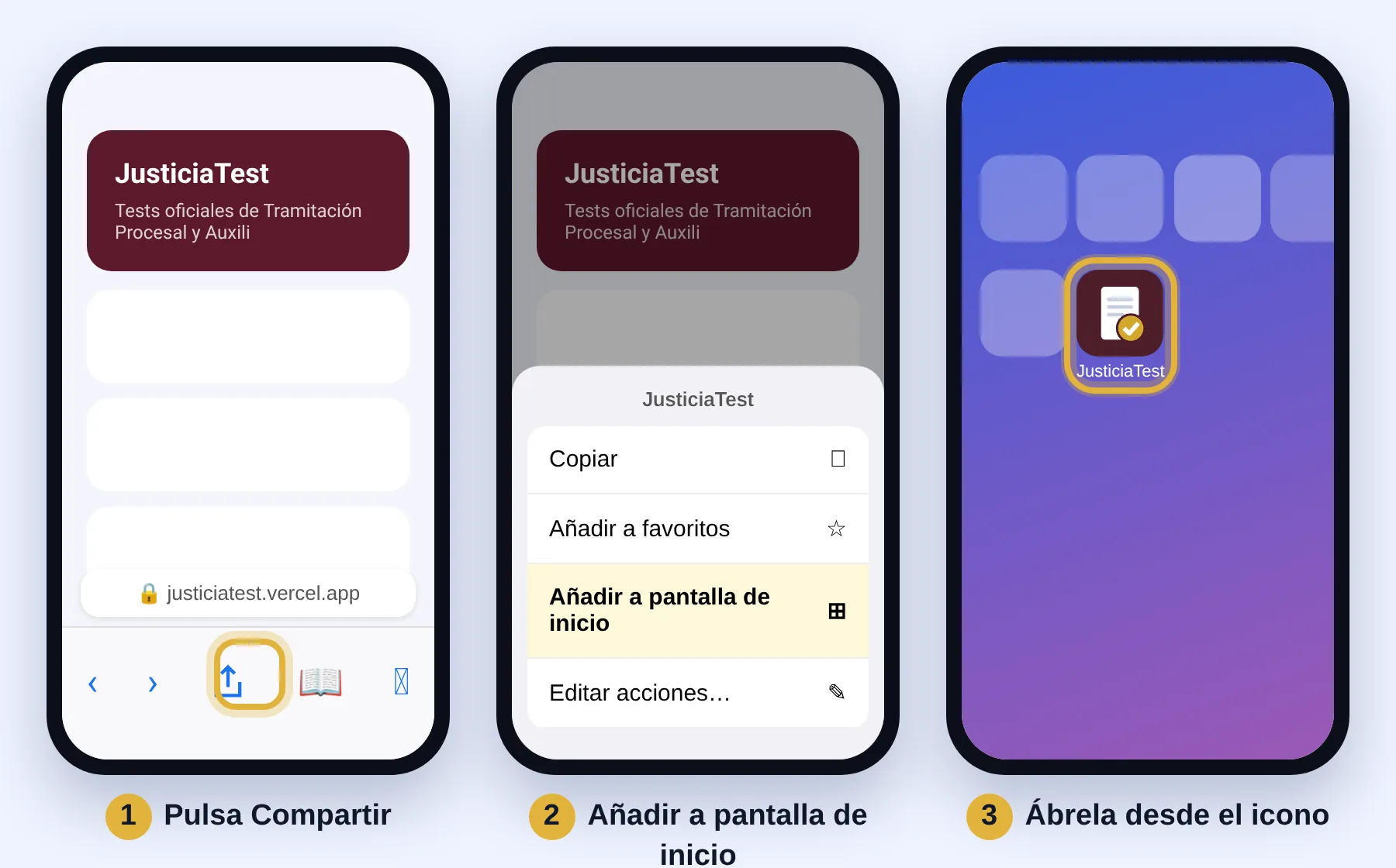Safari, botón Compartir, Añadir a pantalla de inicio