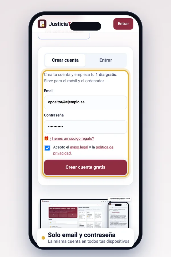 Pantalla de registro